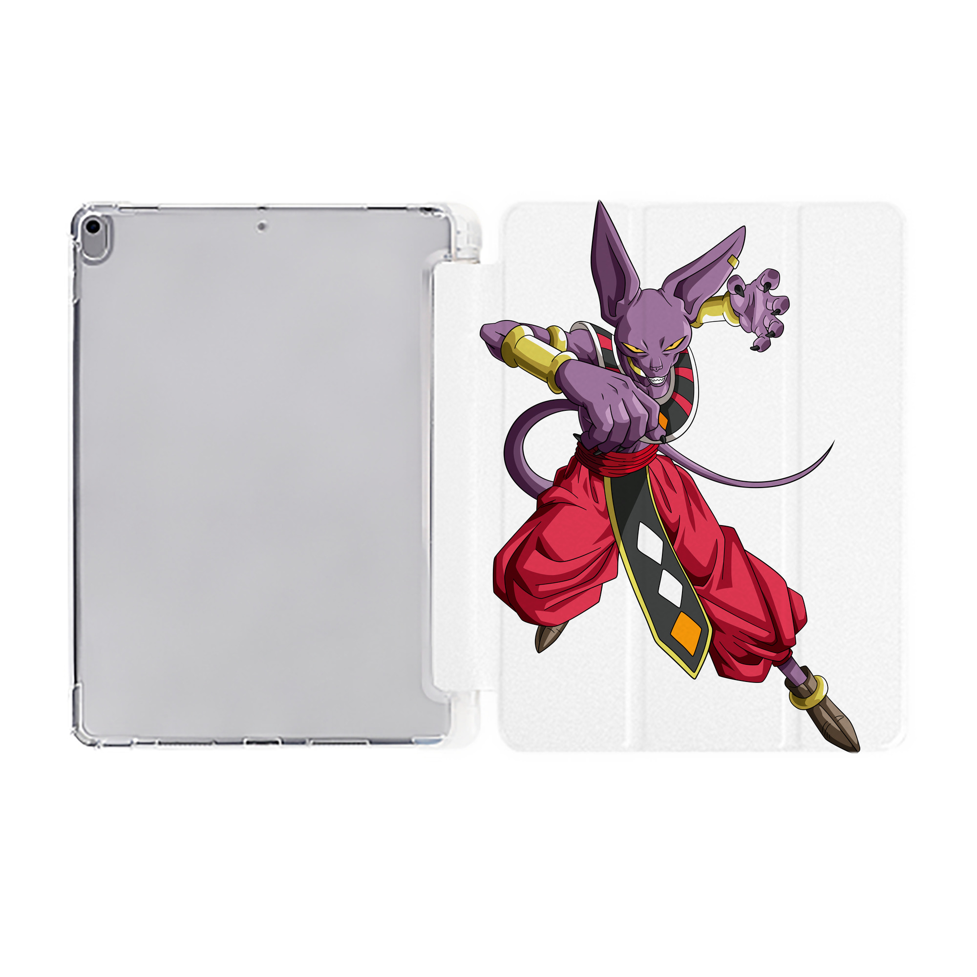 （画像用） ドラゴンボール ビルス 破壊神ビルス DRAGON BALL Beerus Birusu IPad ケース ペン収納付き 三つ折りスタンド PUレザー×シリコン 対応機種9.5/10.5/10.9インチ